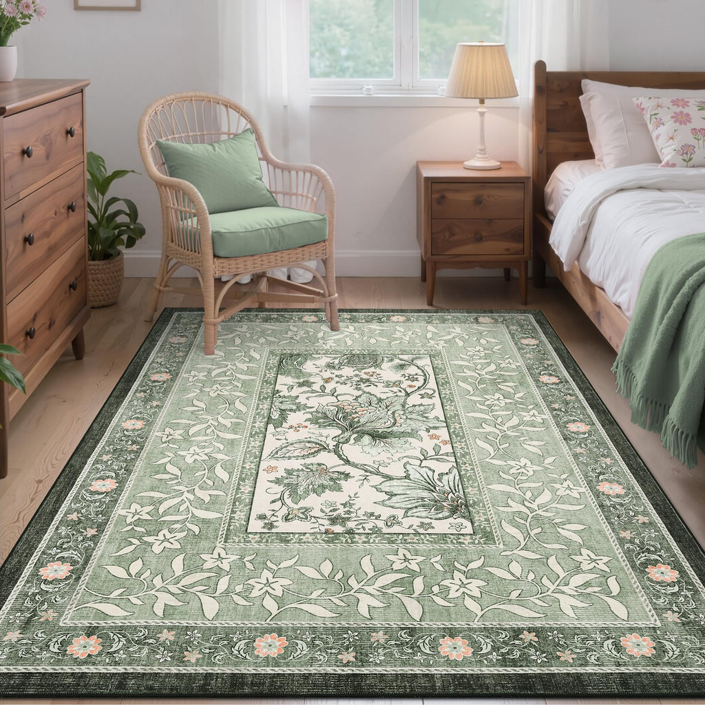 Provence Sage Green 3x5 Rug Washable Non (Sage Grove / 3' x 5' (Rectangular))