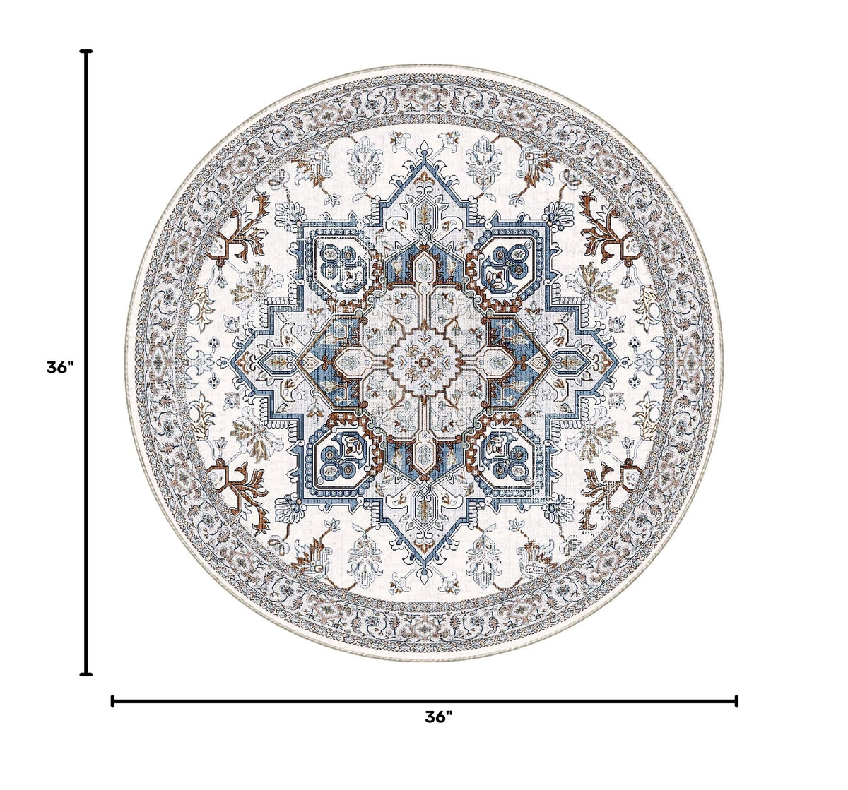 Soft Area Rugs 3' (3' (Round) / Cream White & Blue)
