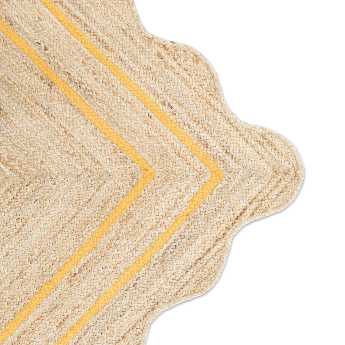 Wave Scalloped Jute Rug Entryway Natural Boho Area Rug 2'6"x4' Yellow (2'6"x4' / Yellow)