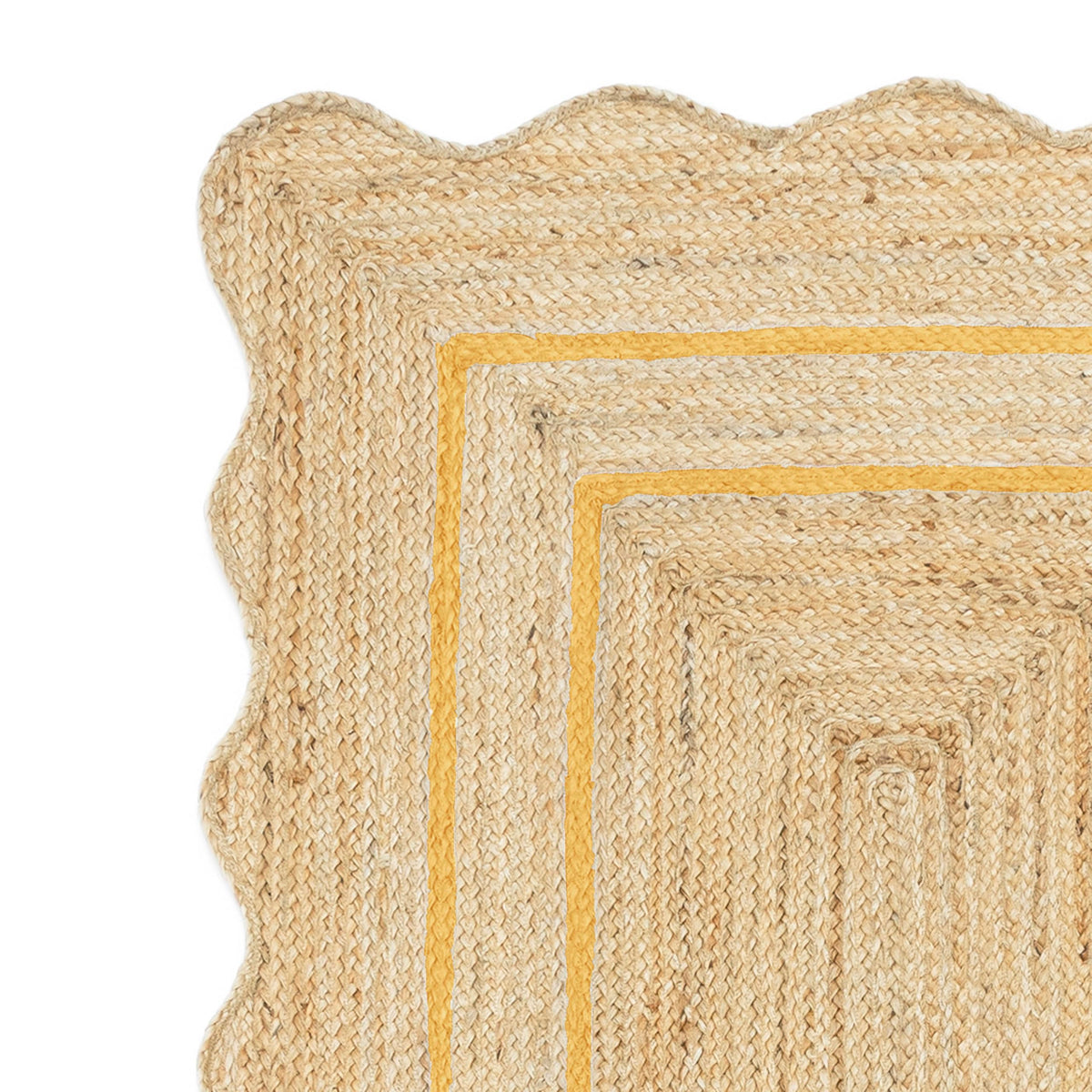 Wave Scalloped Jute Runner Handwoven Hallway Runner 2'6"x16' Yellow (2'6"x16' / Yellow)