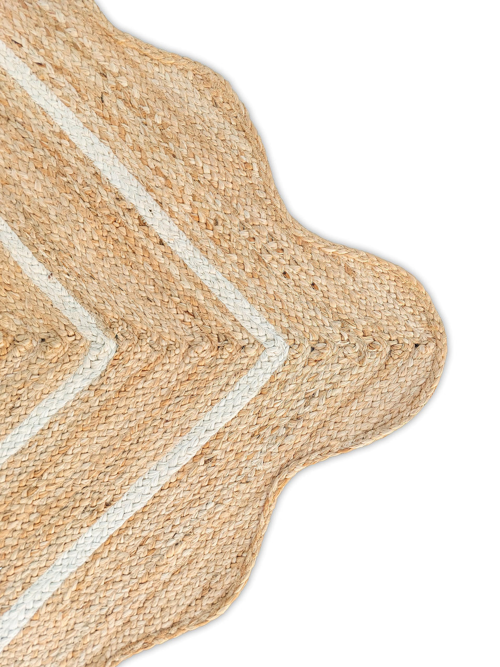 Wave Scalloped Natural Jute Rug Boho Entryway Runner Farmhouse (Off White / 2'x10' (Runner))