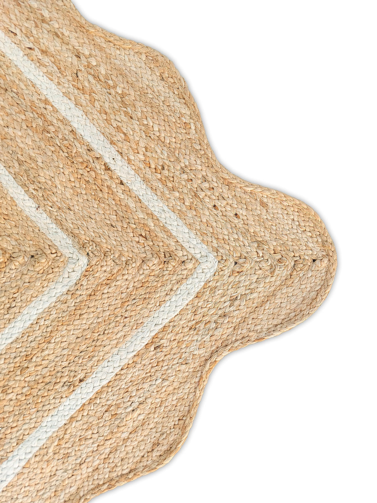 Wave Scalloped Natural Jute Rug Boho Entryway Runner Farmhouse (Off White / 2'x10' (Runner))