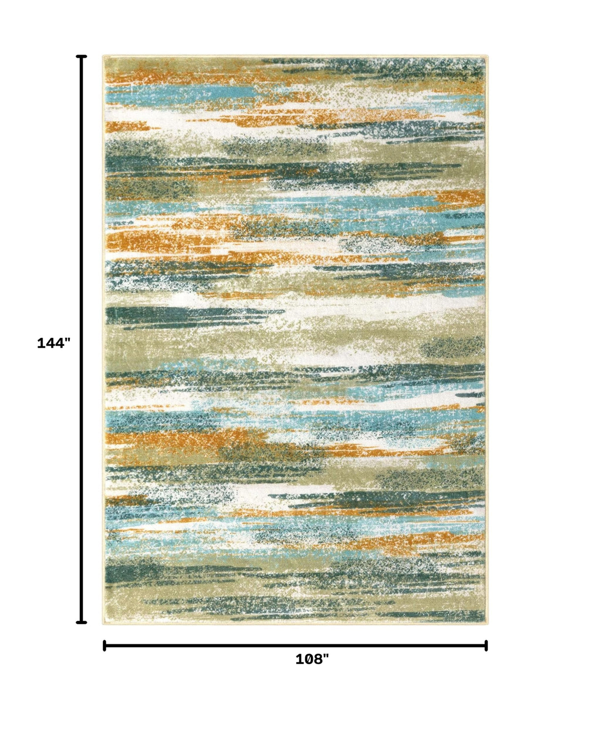 Modern Abstract 9x12 Large Machine Washable Living Room Rug Non (9' x 12' (Rectangular) / Green Teal Mustard Multi)