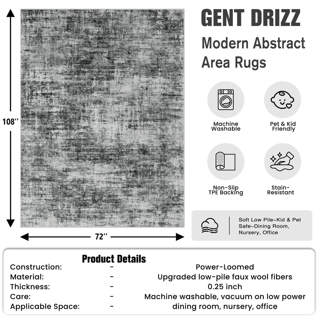 6x9 Area Rugs for Living Room (Black / 6' x 9' (Rectangular))