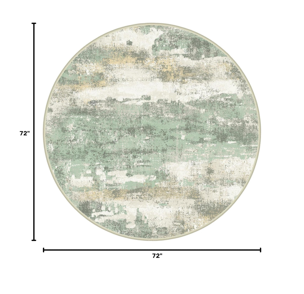 6FT Green Abstract Round Area Rug (Light Green/Cream / 6' (Round))