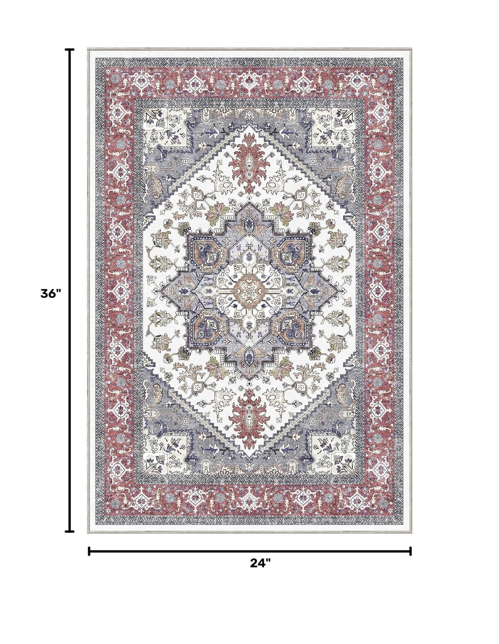 Soft Area Rugs 2x3 (2' x 3' (Rectangular) / Red & Grey)