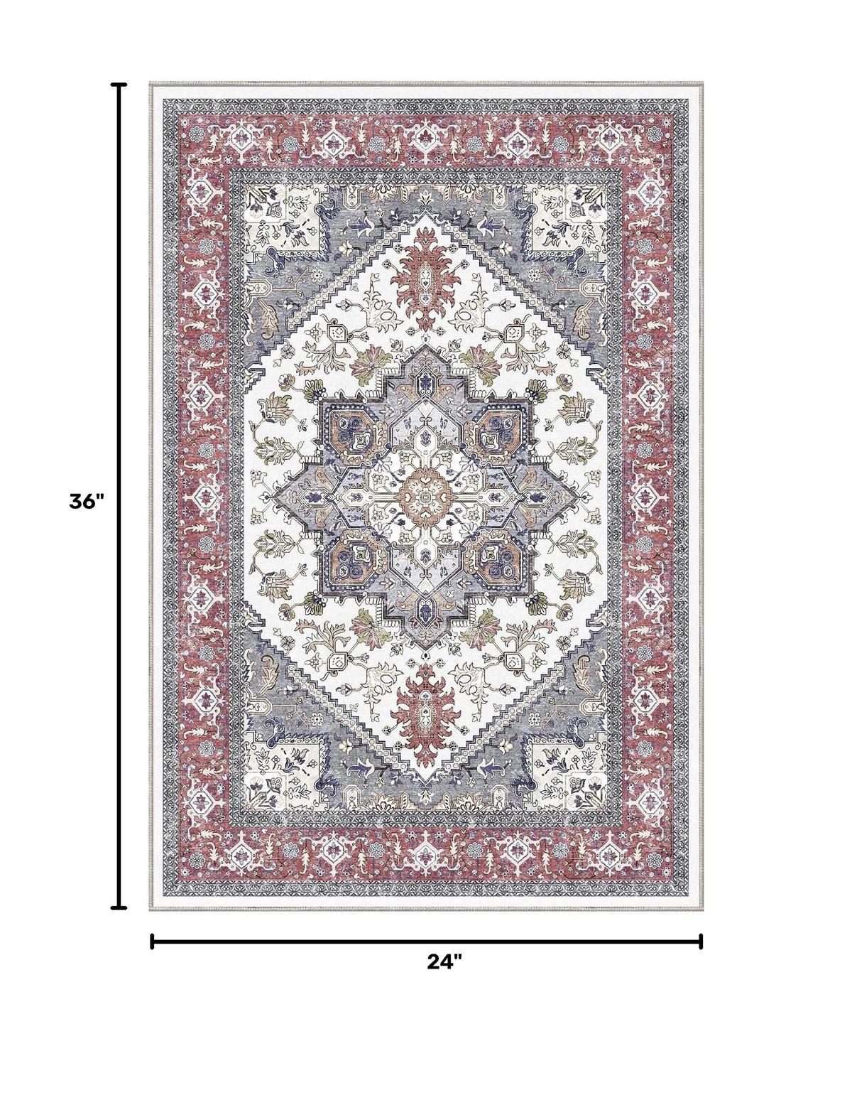Soft Area Rugs 2x3 (2' x 3' (Rectangular) / Red & Grey)