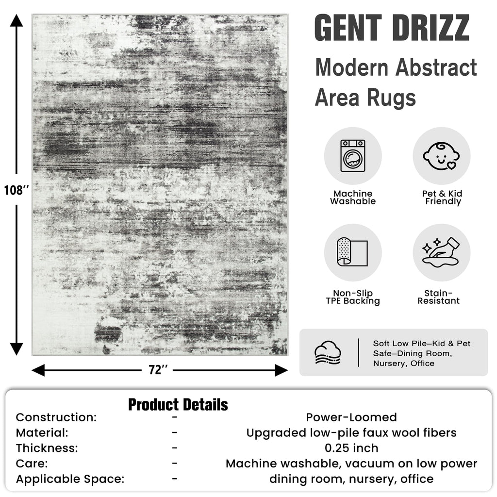 6x9 Area Rugs for Living Room (Black/Grey / 6' x 9' (Rectangular))