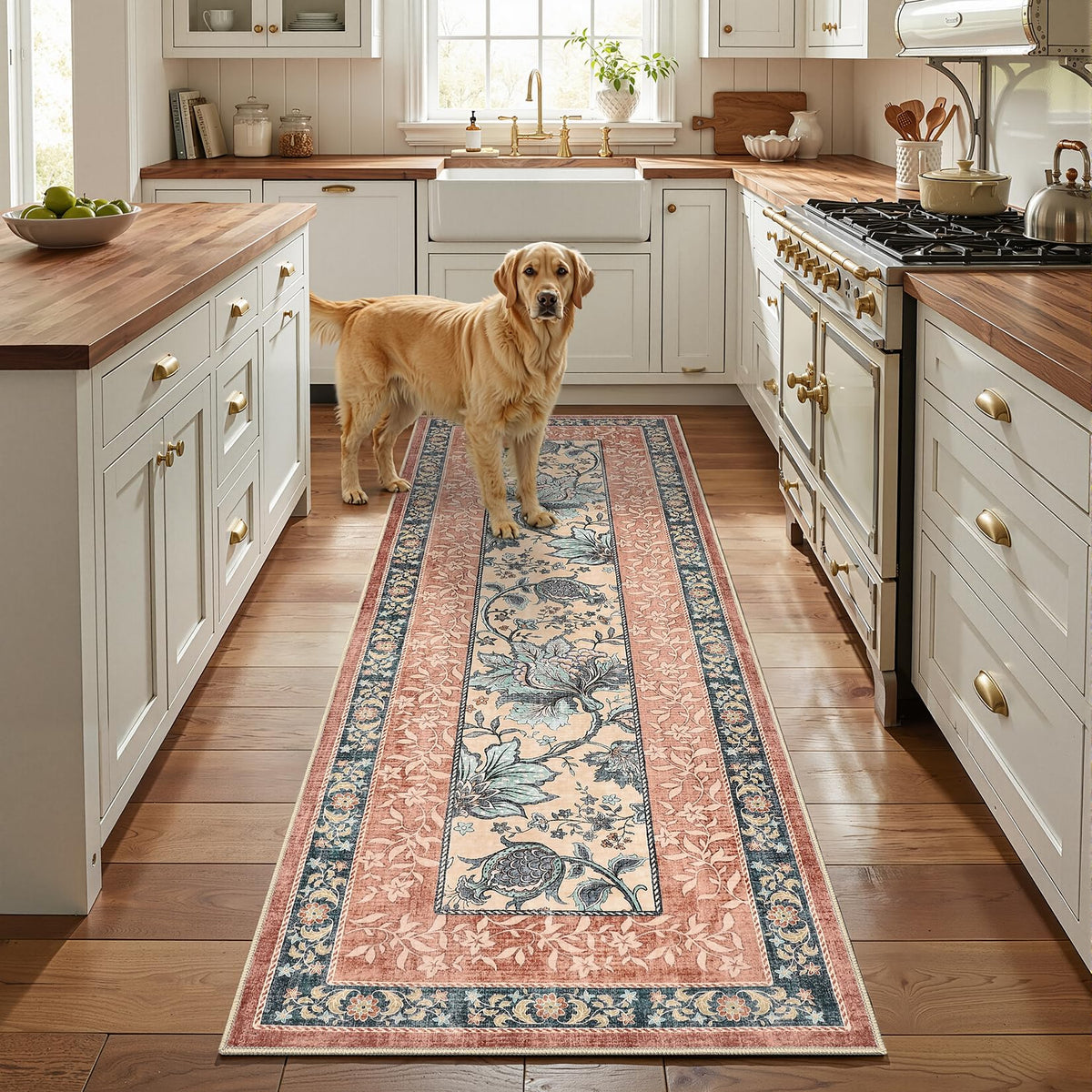Terracotta Teal 8x10 Area Rugs for Living Room (Terracotta / Teal / 8' x 10' (Rectangular))