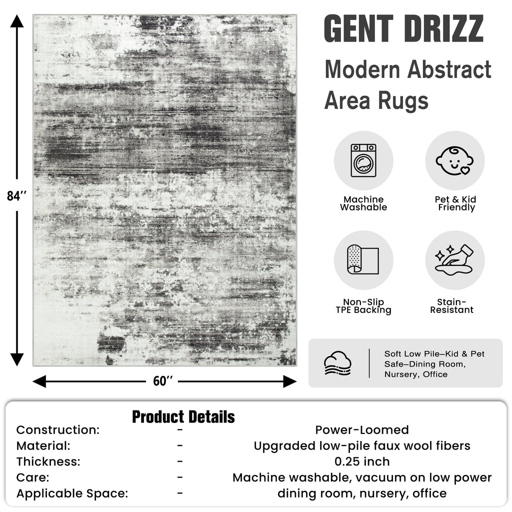 5x7 Area Rugs for Living Room (Black/Grey / 5' x 7' (Rectangular))