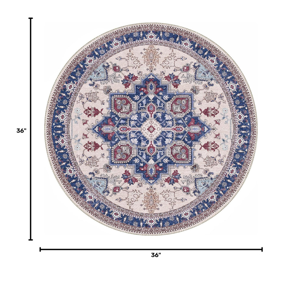 Soft Area Rugs 3' (3' (Round) / Blue & Red)