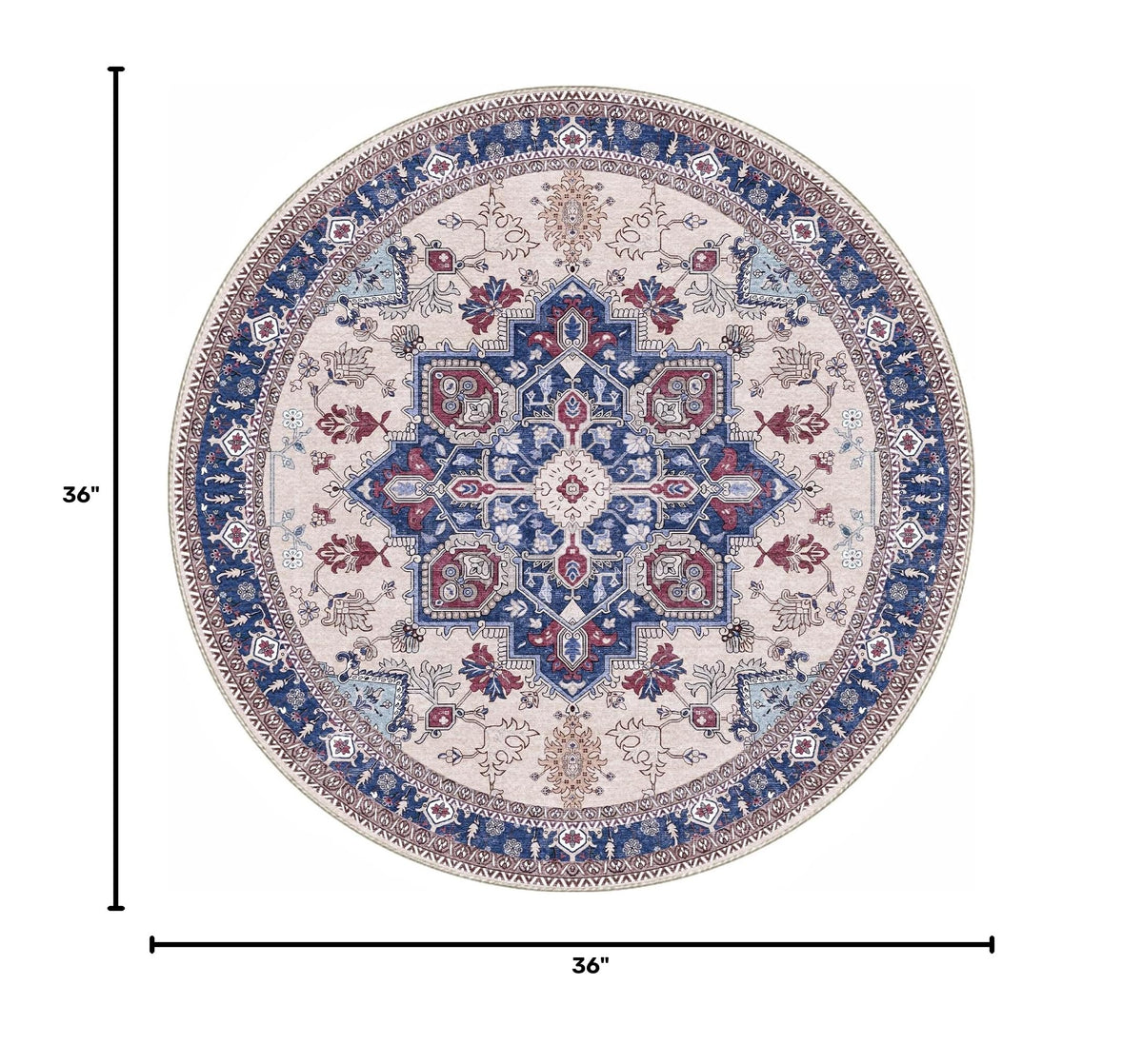 Soft Area Rugs 3' (3' (Round) / Blue & Red)