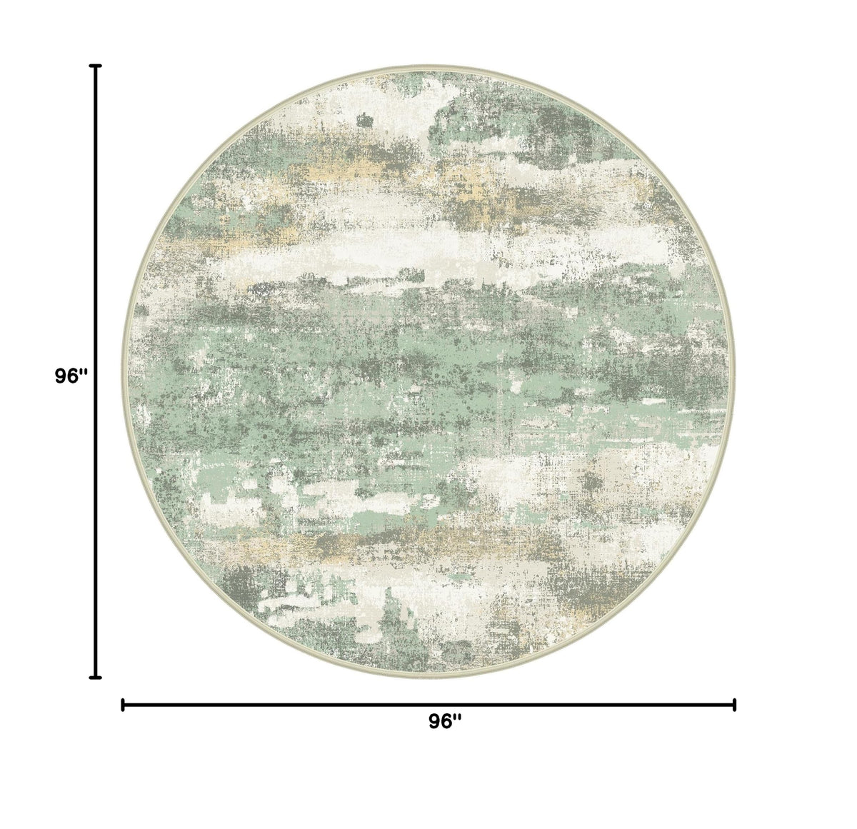 8FT Green Abstract Round Area Rug (Light Green/Cream / 8' (Round))