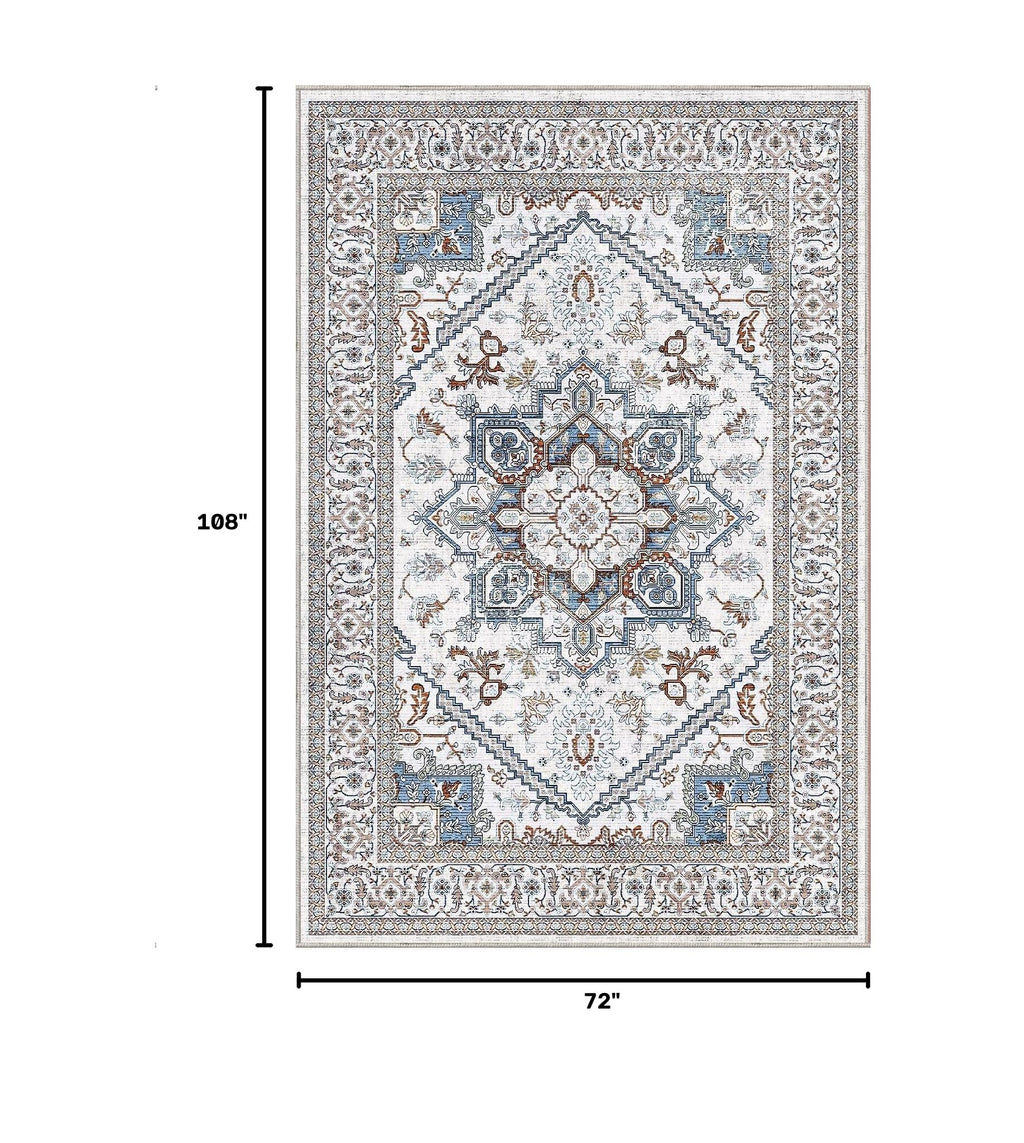 Soft Area Rugs 6x9 (6' x 9' (Rectangular) / Cream White & Blue)