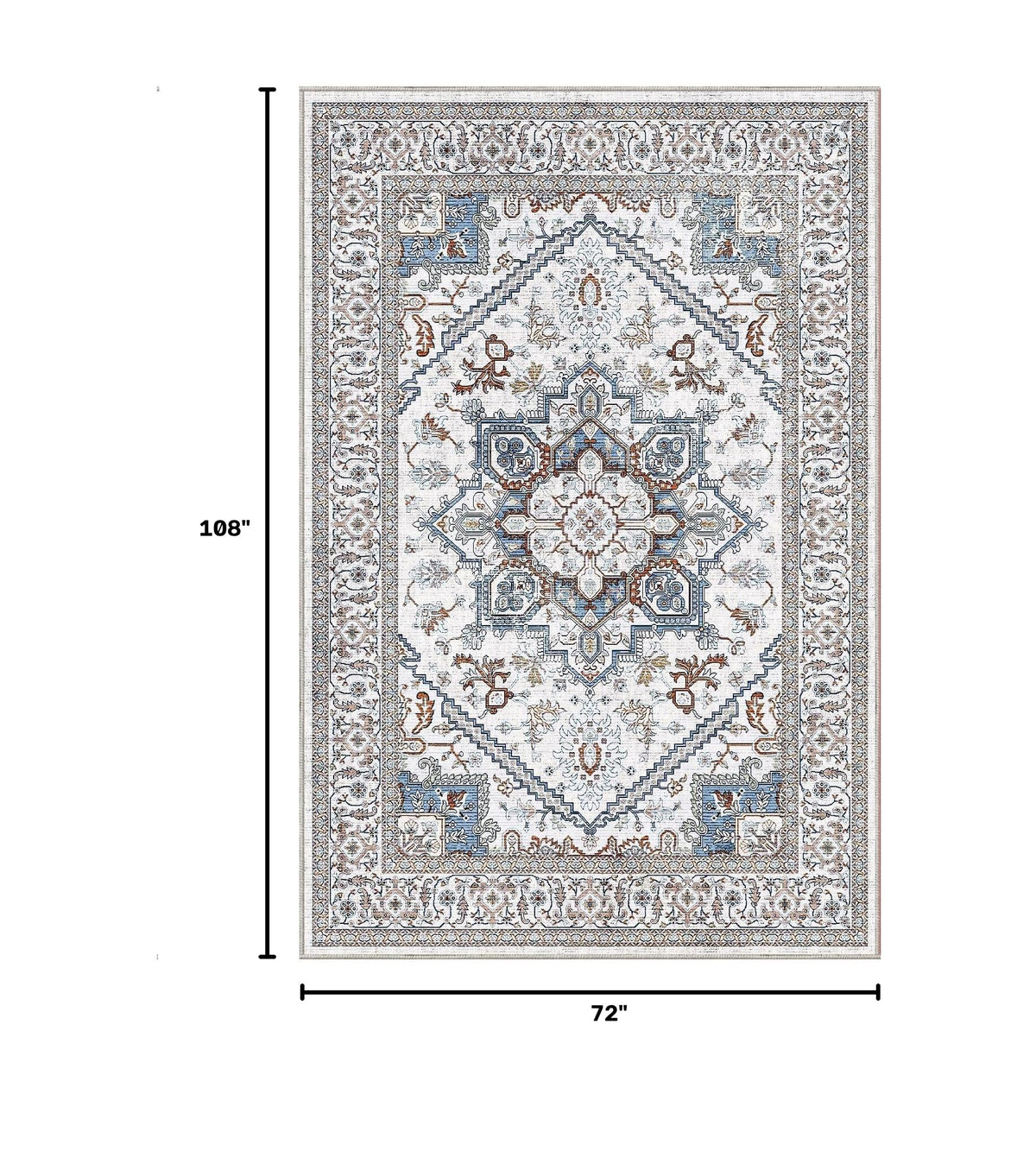Soft Area Rugs 6x9 (6' x 9' (Rectangular) / Cream White & Blue)