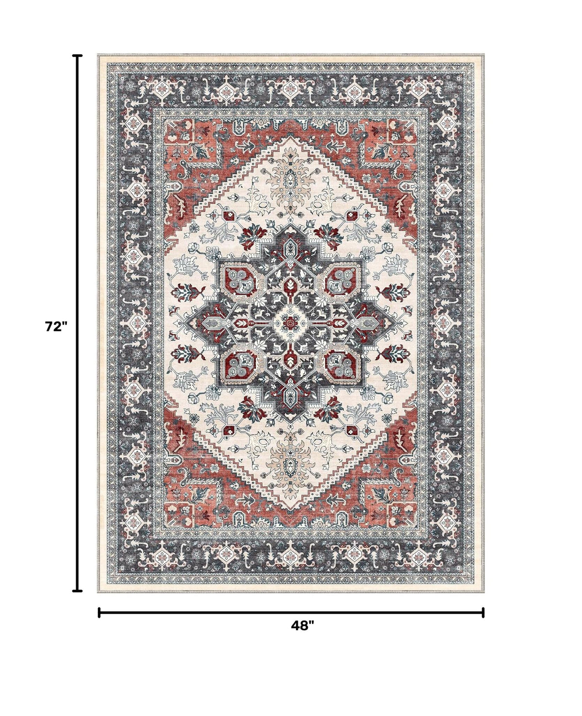 Soft Area Rugs 4x6 (4' x 6' (Rectangular) / Black & Red)