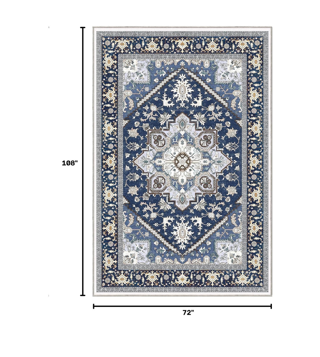 Soft Area Rugs 6x9 (6' x 9' (Rectangular) / Blue & Gold)