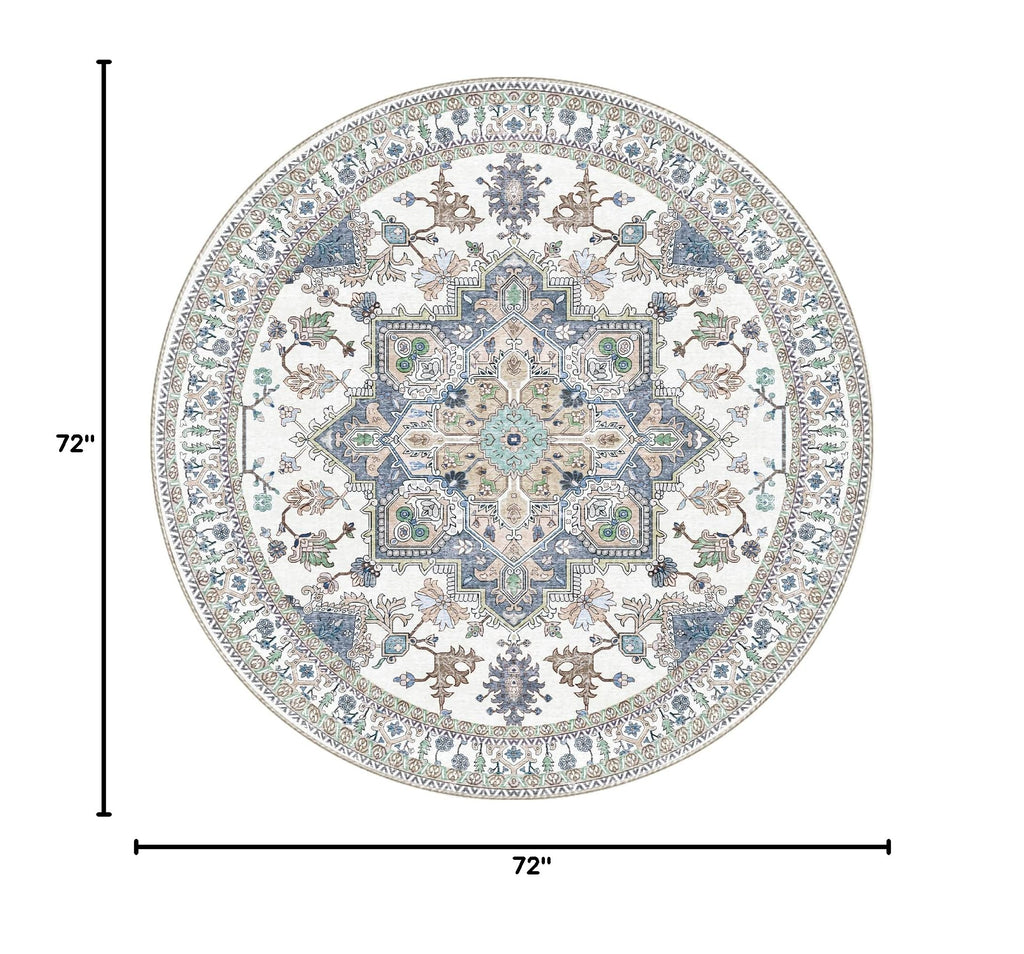Soft Area Rugs 6' (6' (Round) / Purple & Cream)