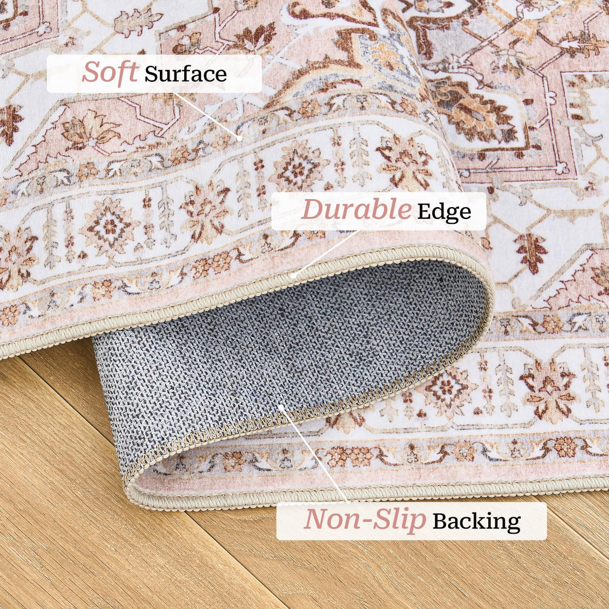 Washable Runner Rugs 2x12 Long for Hallway Kitchen Soft (Pink / 2' x 12' (Runner))