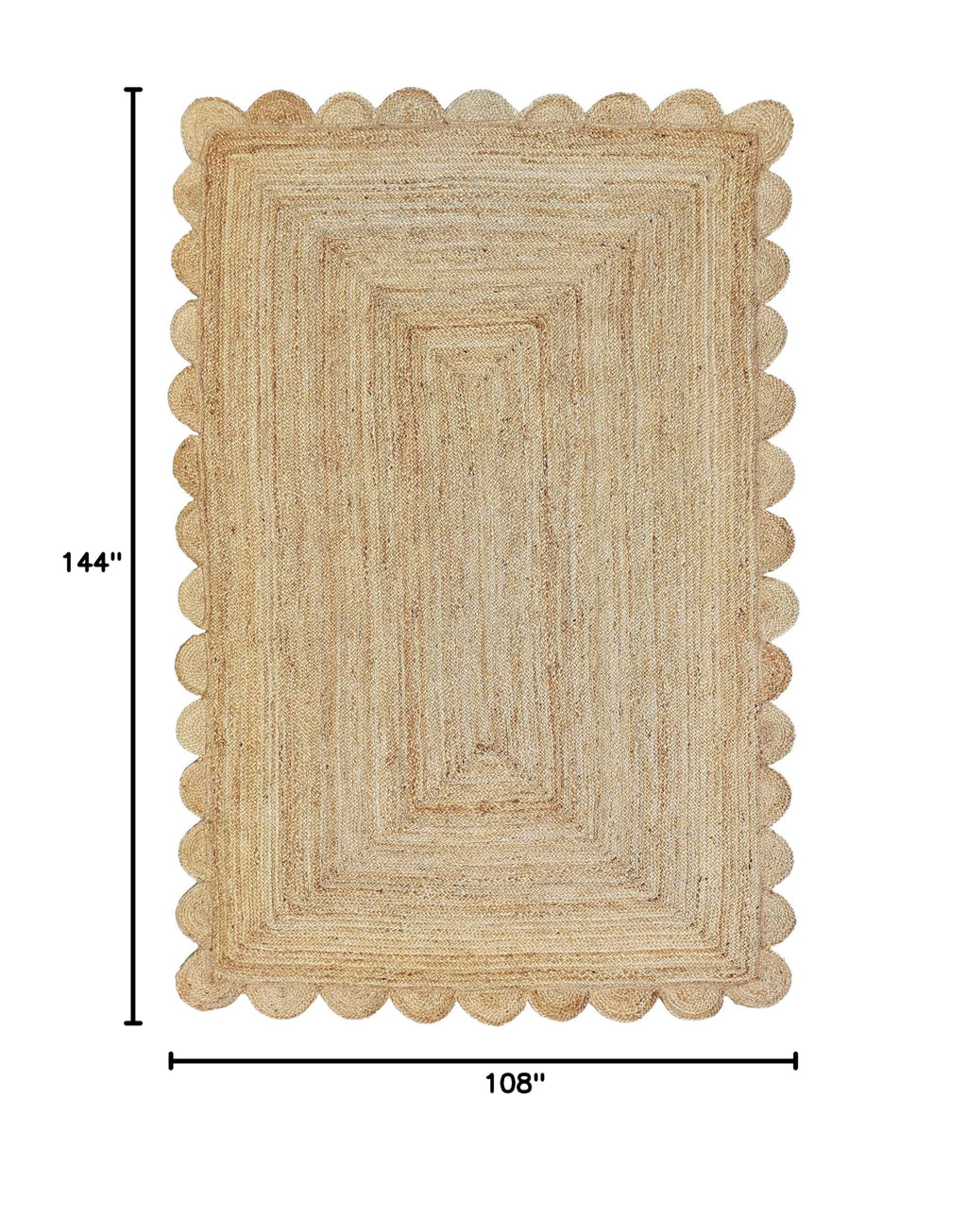 Scalloped Natural Jute Area Rug (Natural / 9'x12' (Rectangular))
