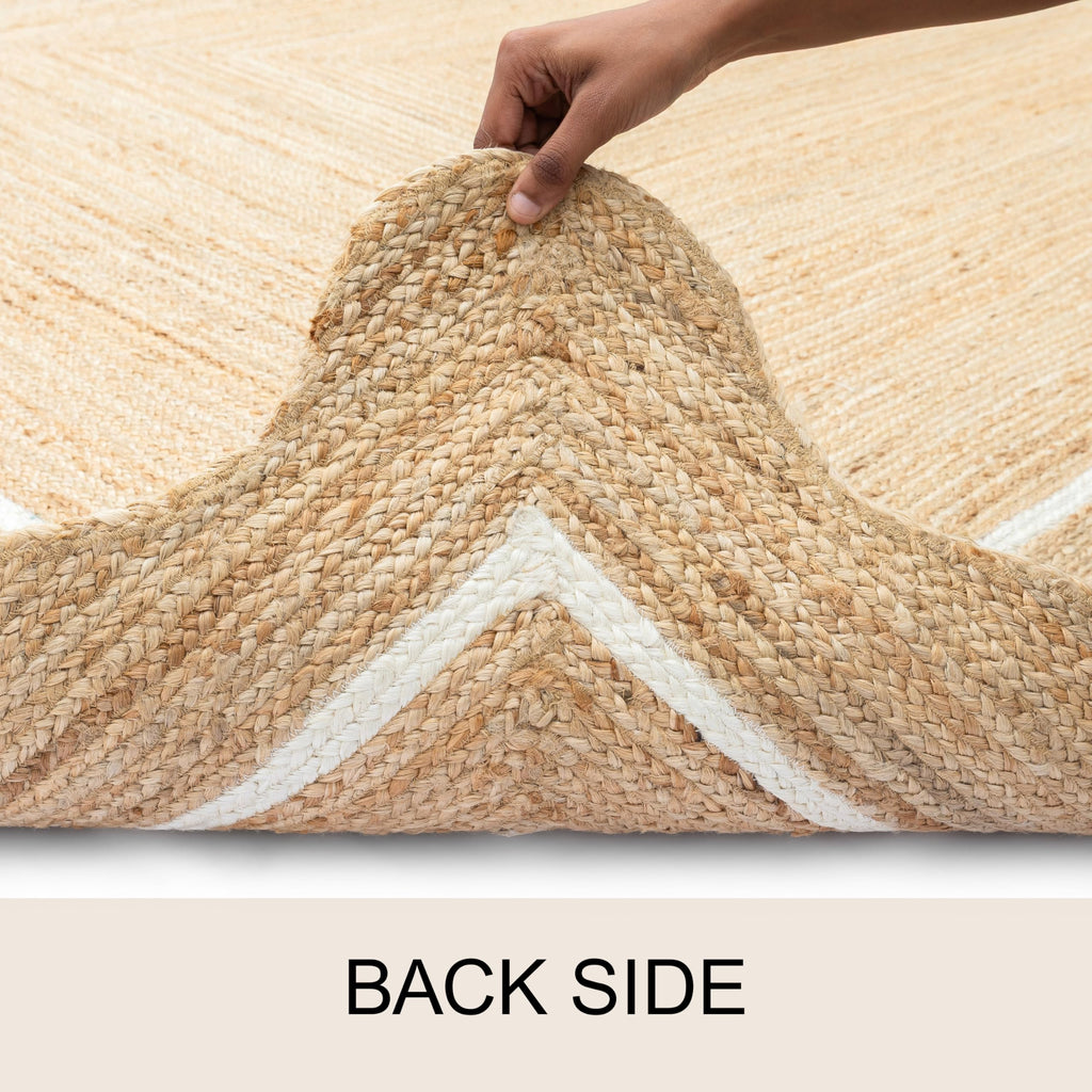 Wave Scalloped Jute Rug Entryway Natural Boho Area Rug Off (12'x18' / White)