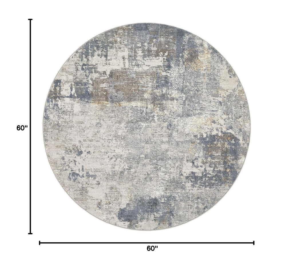 5ft Round Area Rug Living Room Rugs (Blue Grey / 5' (Round))