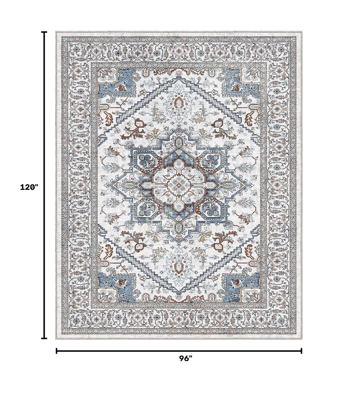 Soft Area Rugs 8x10 (8' x 10' (Rectangular) / Cream White & Blue)