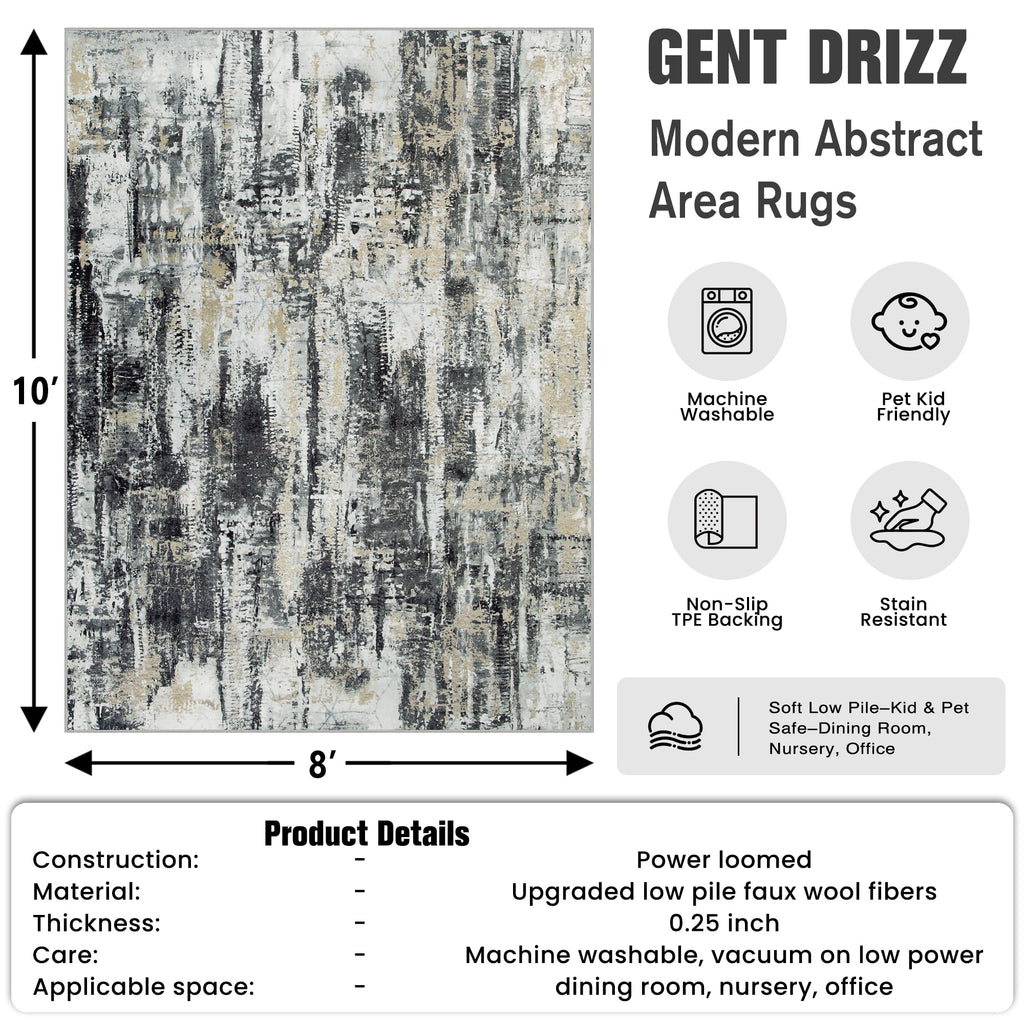 8x10 Area Rugs for Living Room (Black Grey/Gold / 8' x 10' (Rectangular))