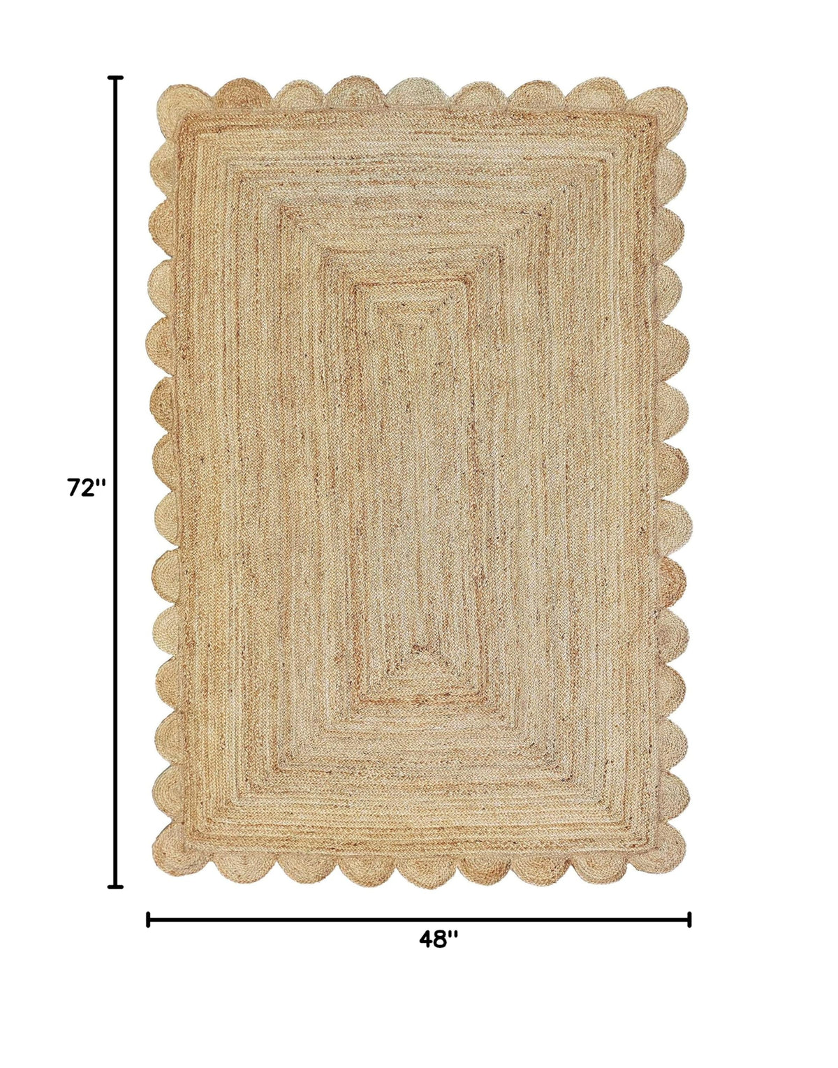 Scalloped Natural Jute Area Rug (Natural / 4'x6' (Rectangular))