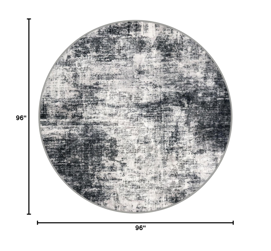 Abstract Round Area Rug 8 Ft Washable Circle Rugs Large Round Rug Non Slip Thin Soft Circle Rugs (Black/Grey/White / 8' x 8' (Rectangular))