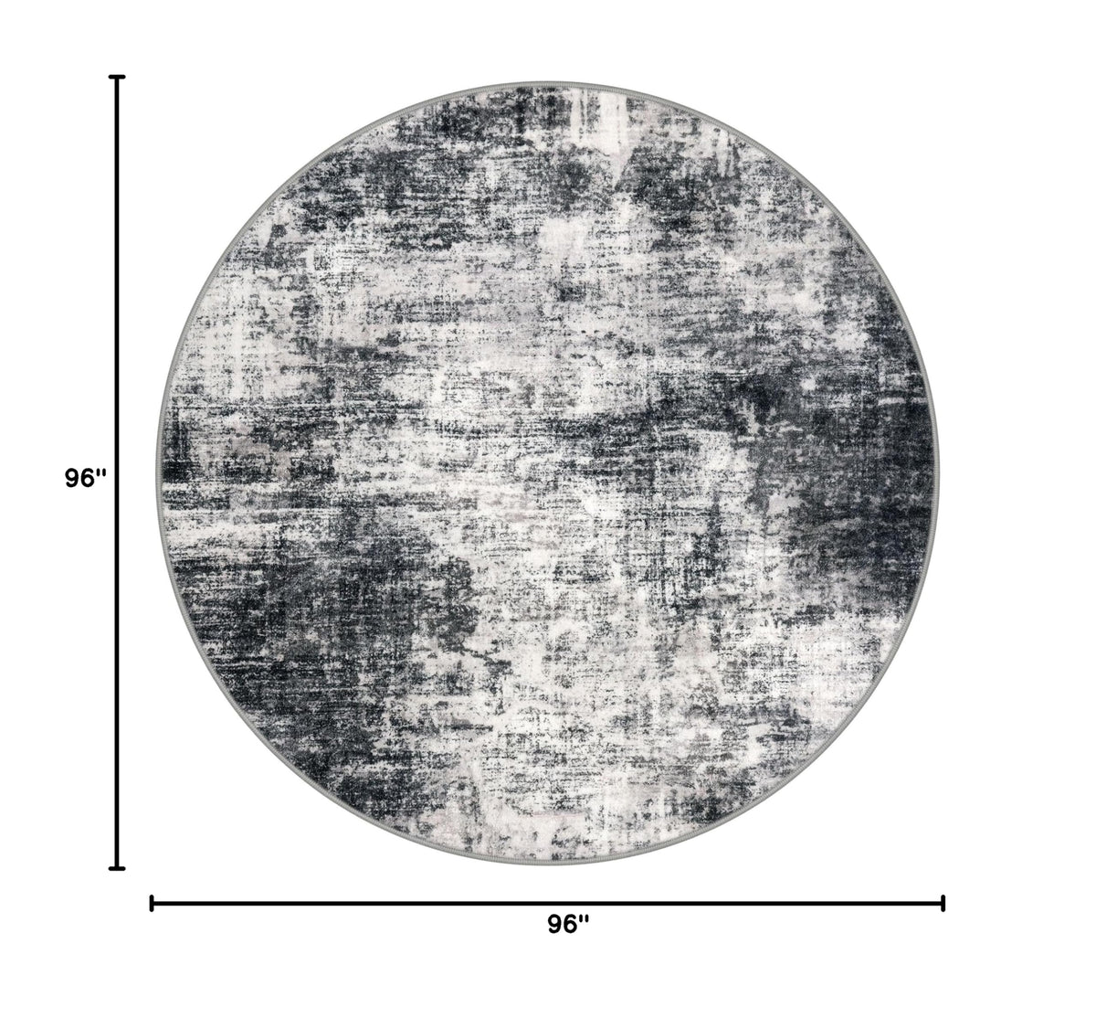 Abstract Round Area Rug 8 Ft Washable Circle Rugs Large Round Rug Non Slip Thin Soft Circle Rugs (Black/Grey/White / 8' x 8' (Rectangular))