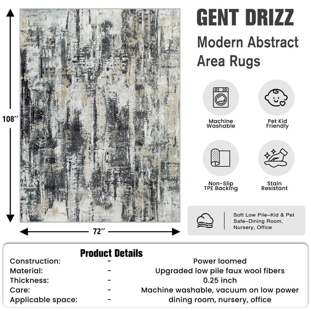 6x9 Area Rugs for Living Room (Black Grey/Gold / 6' x 9' (Rectangular))