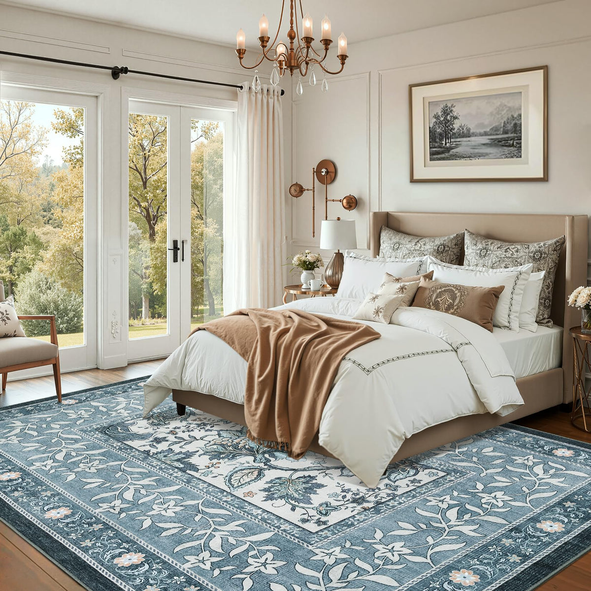 Provence 8x10 Area Rugs for Living Room (Oriental Misty Blue / 8' x 10' (Rectangular))