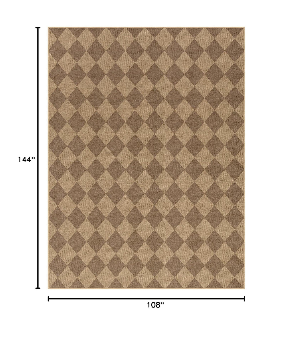 Checkered Easy Jute Dining Room Rug (9' x 12' (Rectangular) / Nature/Checkerboard -2)