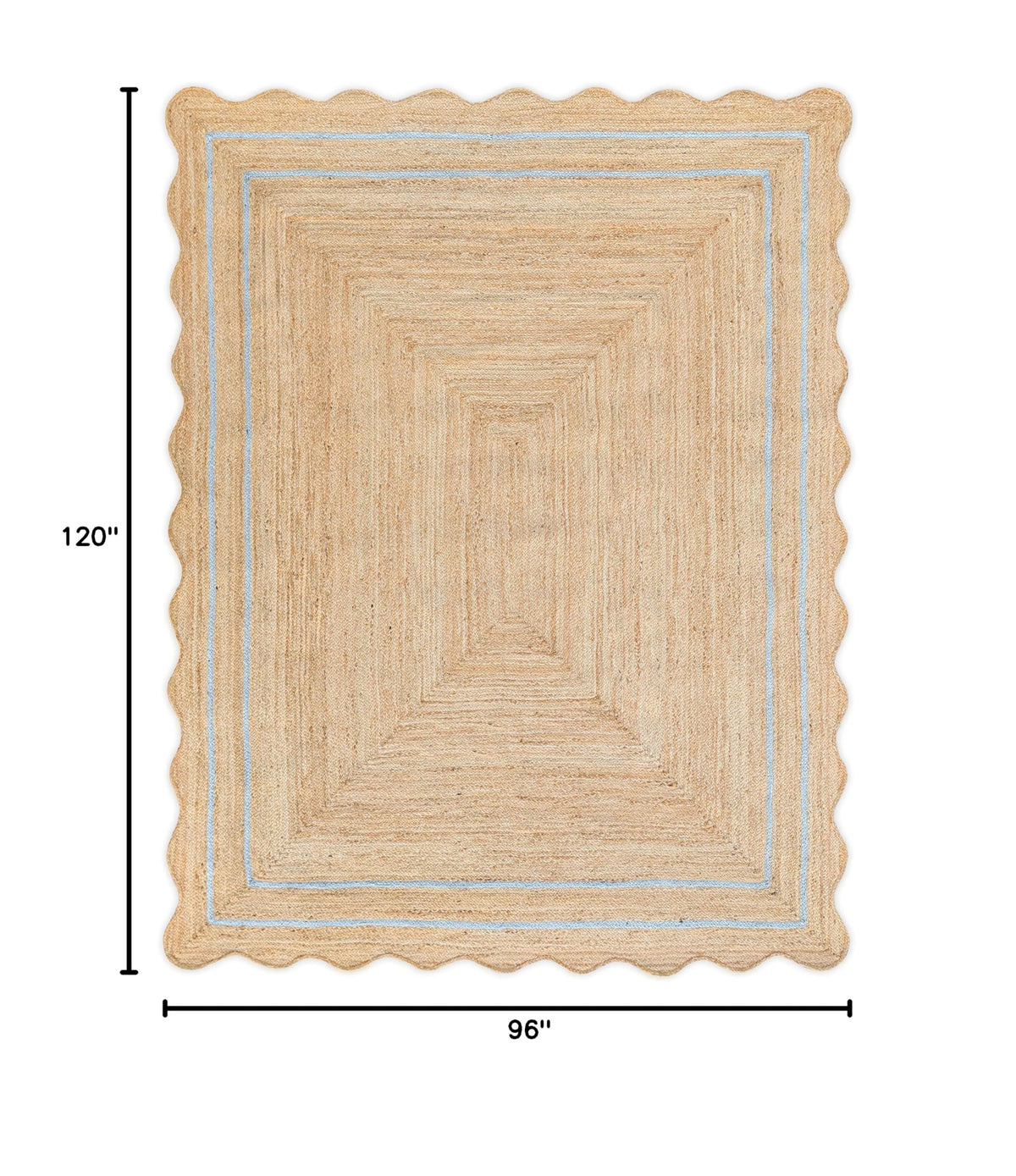 Wave Scalloped Natural Jute Runner (Grey / 8'x10' (Rectangular))