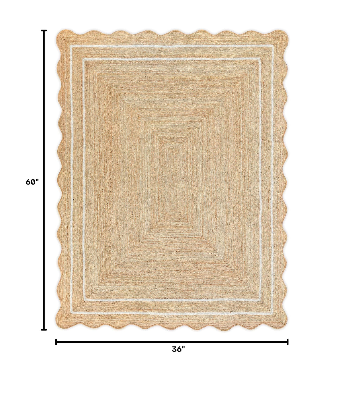 Wave Scalloped Jute Runner (Off White / 3'x5' (Rectangular))