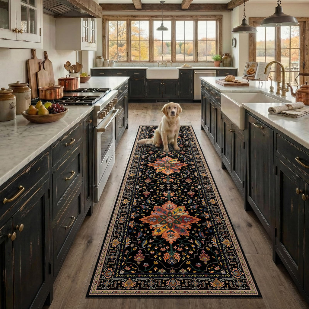 Washable Area Rug (Black/Colorful / 2' x 8' (Rectangular))