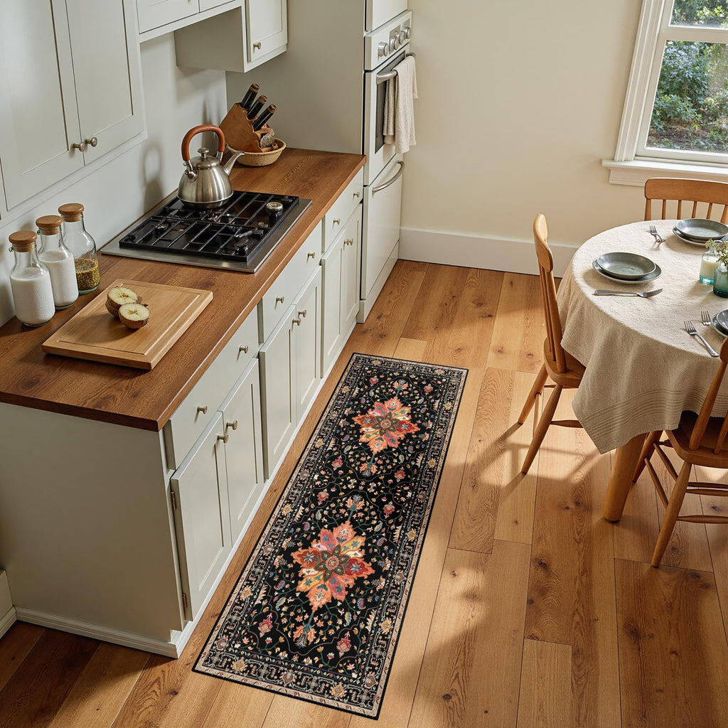 Washable Area Rug (Black/Colorful / 2' x 5' (Rectangular))
