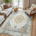 Washable Area Rug (Beige/Carbon Grey/Orange / 5' x 8' (Rectangular))