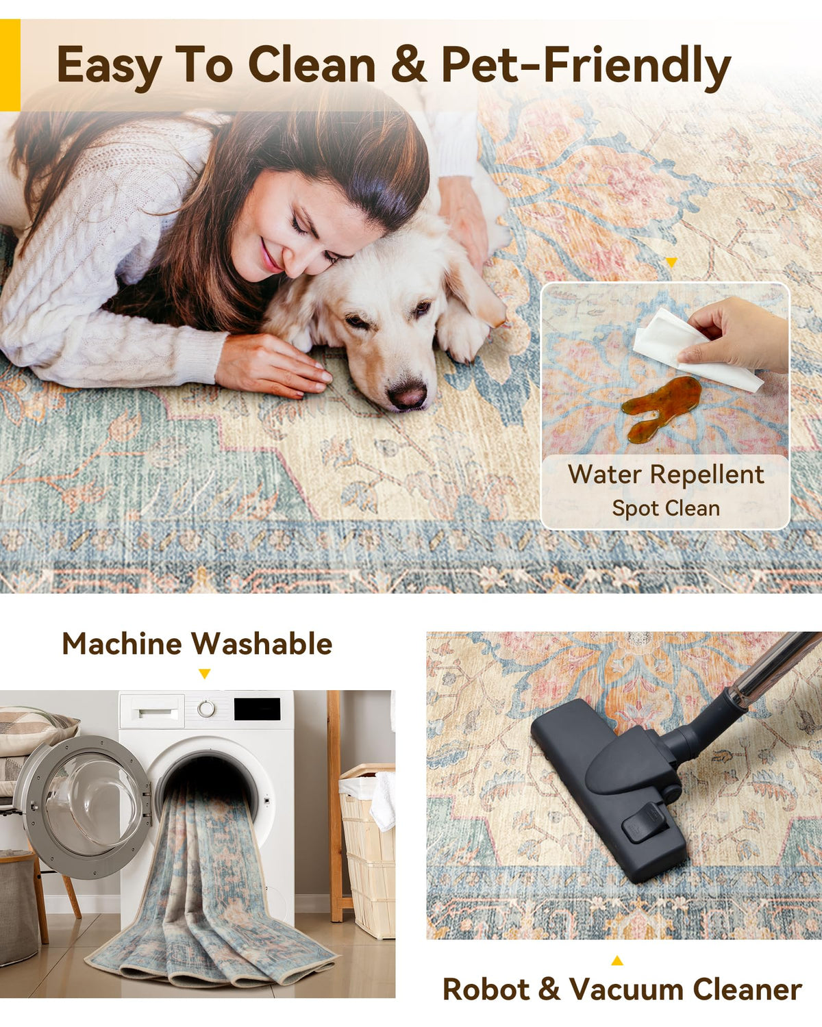 Washable Area Rug (Blue/Orange/Red / 5' x 7' (Rectangular))