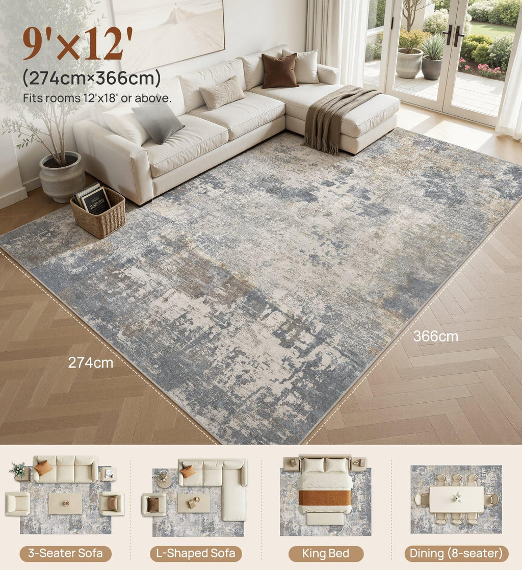 9x12 Area Rug Living Room Rugs (Blue Grey / 9' x 12' (Rectangular))
