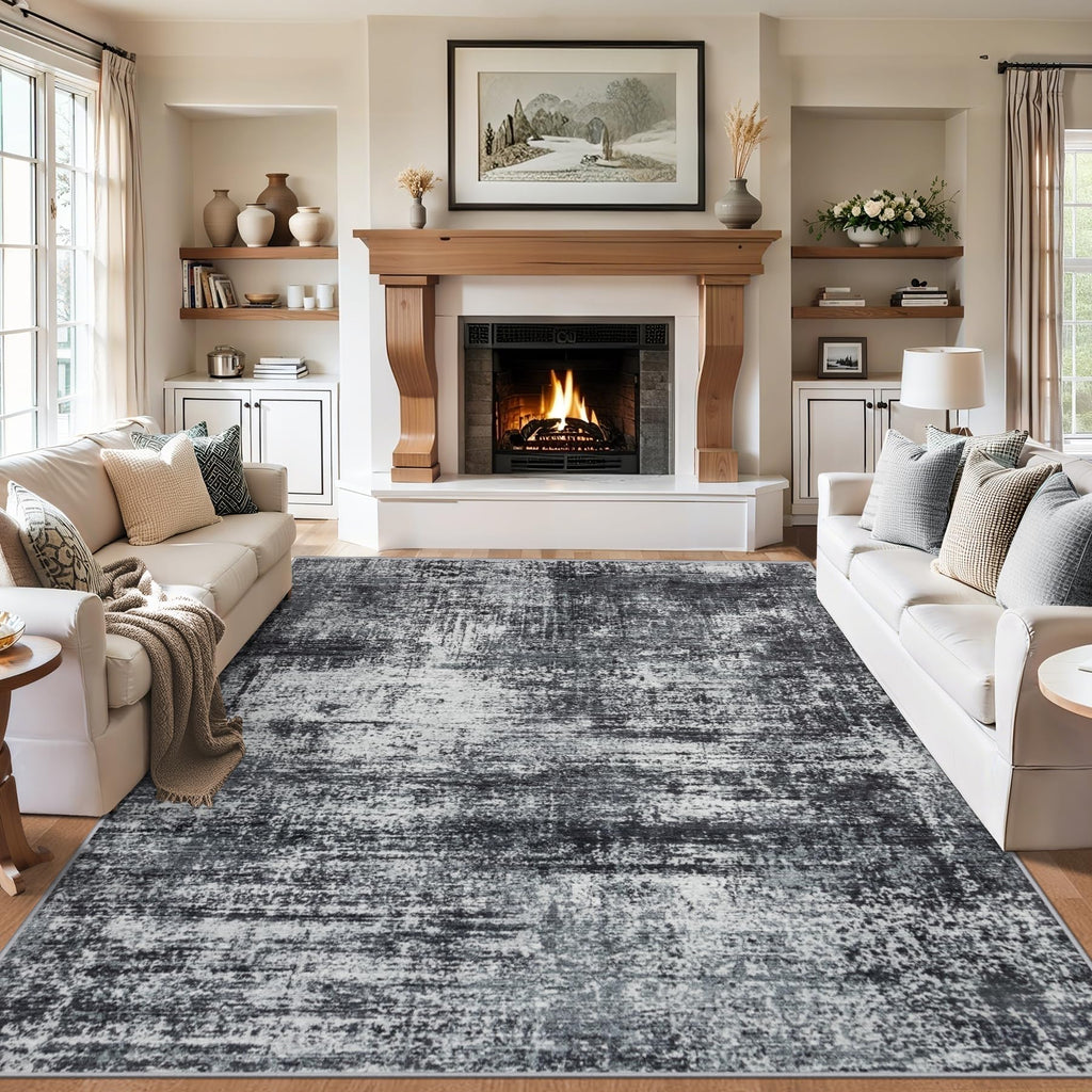 8x10 Area Rug Living Room (Dark Black / 8' x 10' (Rectangular))