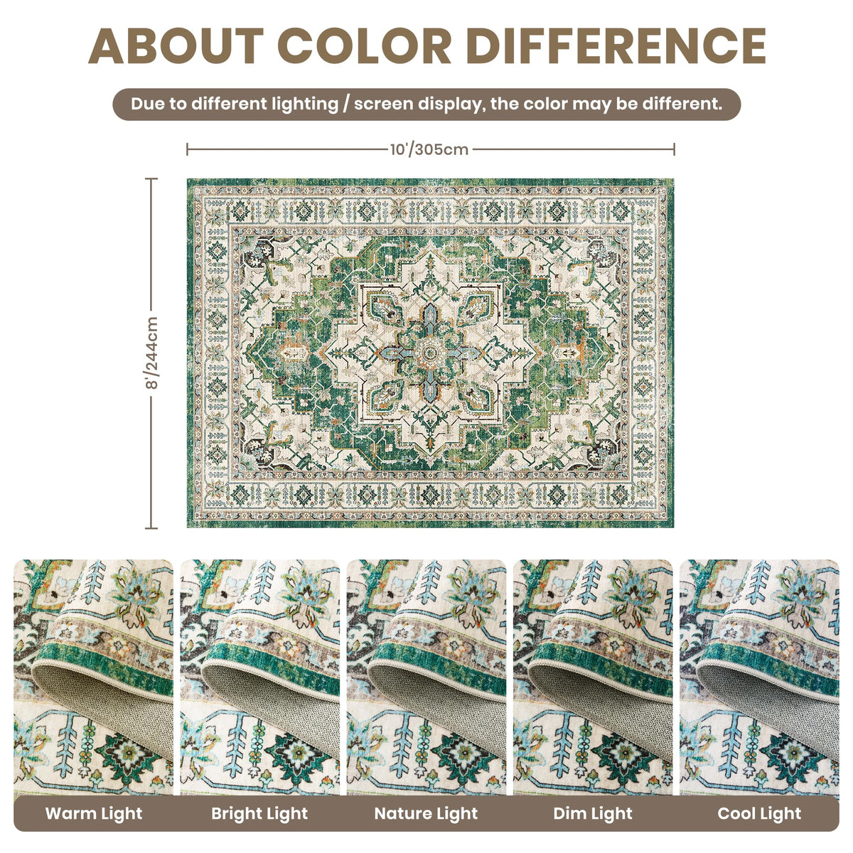 8x10 Area Rugs for Living Room (Green / 8' x 10' (Rectangular))