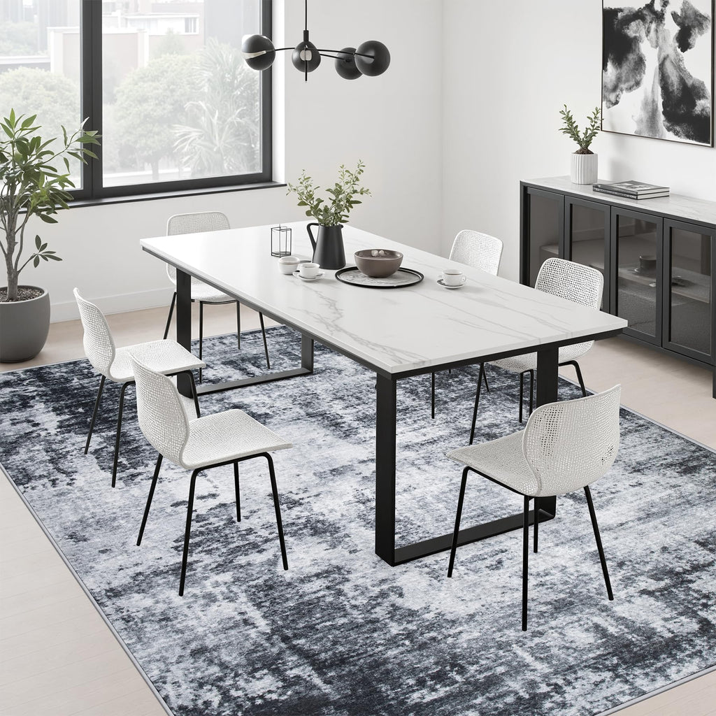 5x7 Area Rug Living Room (Dark Black / 5' x 7' (Rectangular))