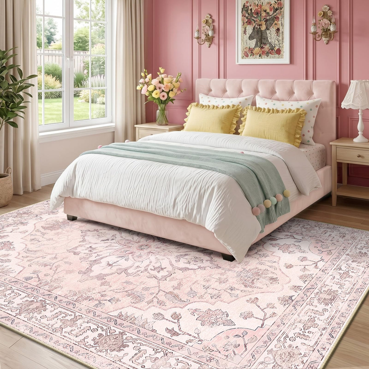 Washable Area Rug (Pink / 6' x 9' (Rectangular))