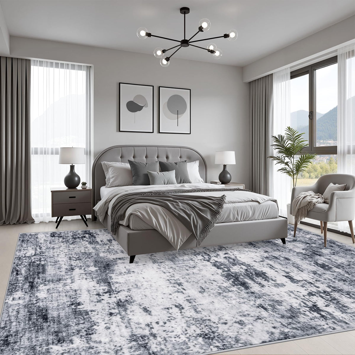 6x9 Area Rug Living Room Rug (Grey / 6' x 9' (Rectangular))