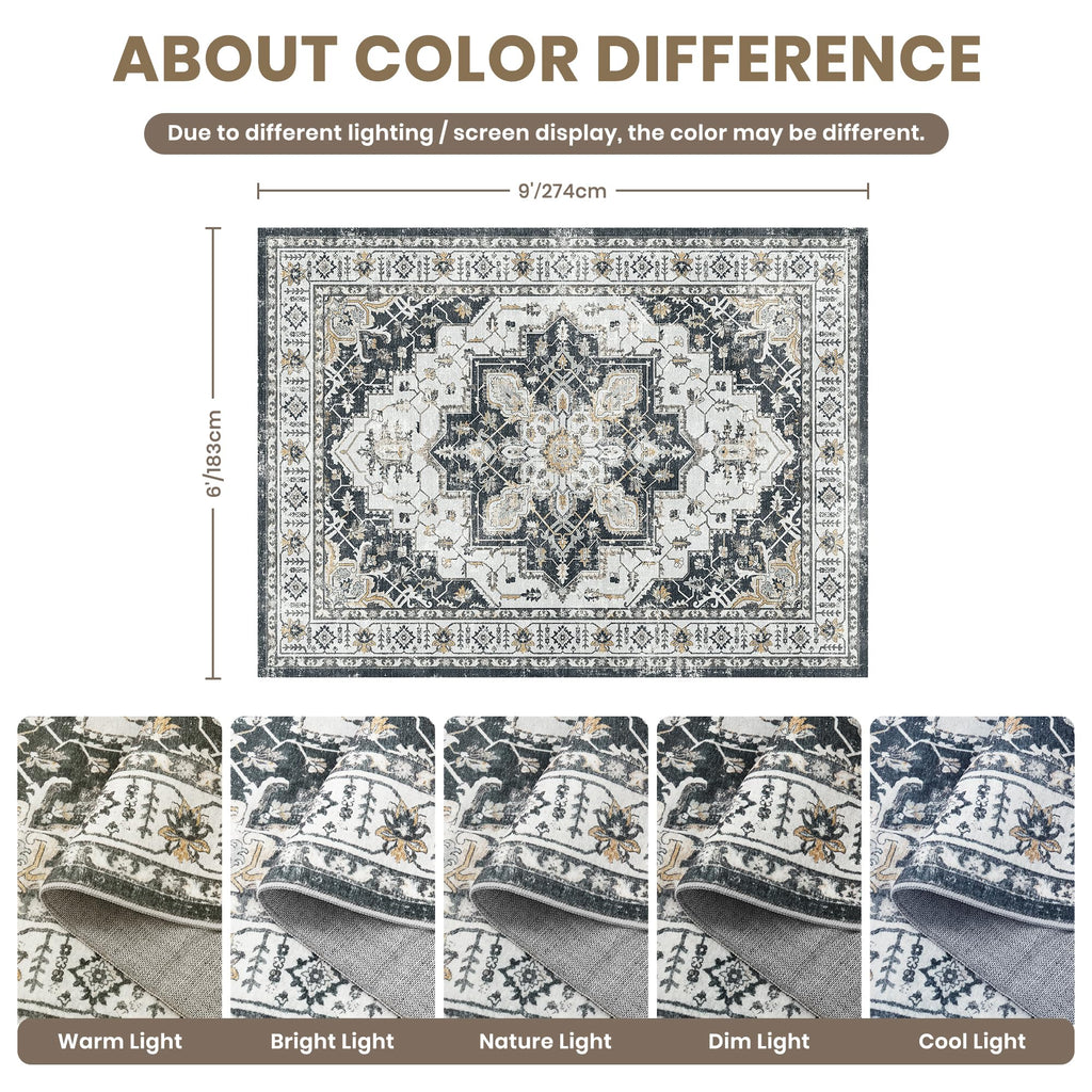 6x9 Area Rugs for Living Room (Black / 6' x 9' (Rectangular))