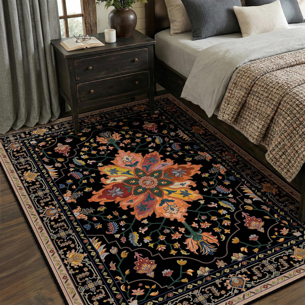 Washable Area Rug (Black/Colorful / 5' x 8' (Rectangular))