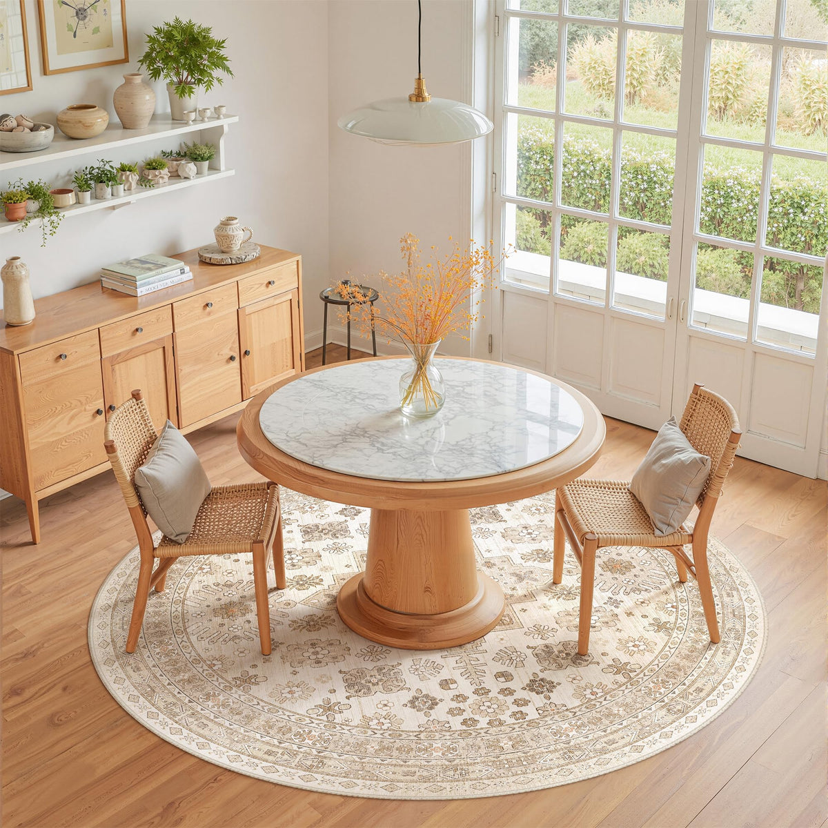 Round Rug 6ft (Cream/Beige / 6' (Round))