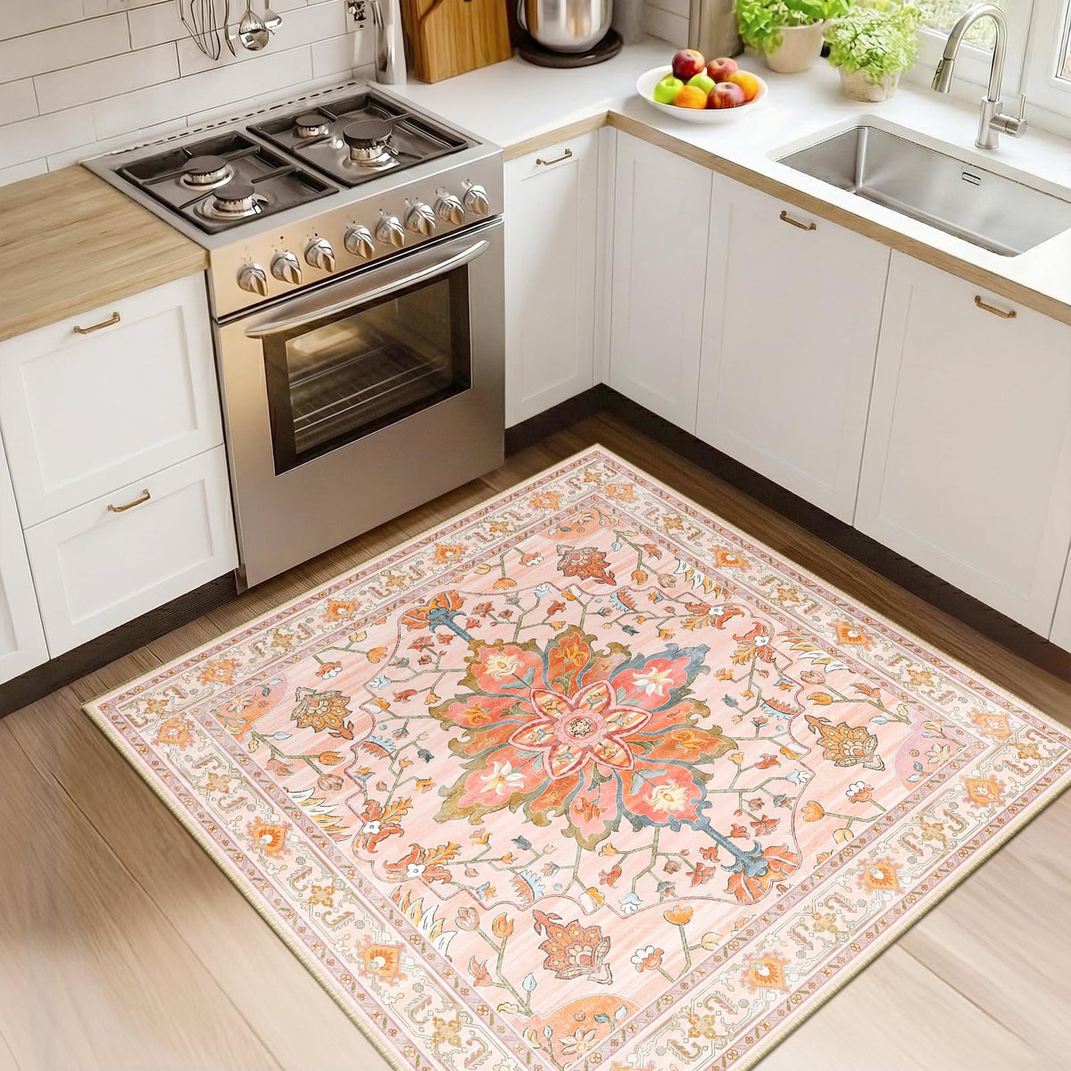 Washable Area Rug (Pink/Light Pink/Colorful / 4' x 4' (Square))